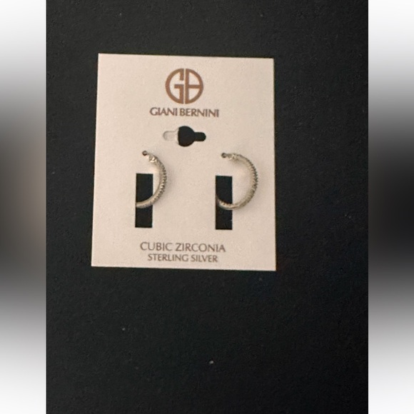 NWT Giani Bernini Sm Sterling Silver CZ Hoop Earrings, 0.6", (3/4 Ct. T.w.) - Picture 3 of 6